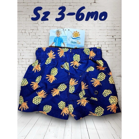 NWT‎ Swimzip Brand Swim Trunk Shorties, 3-6 Months. UPF 50+ Pineapple Dreams - Picture 8 of 8